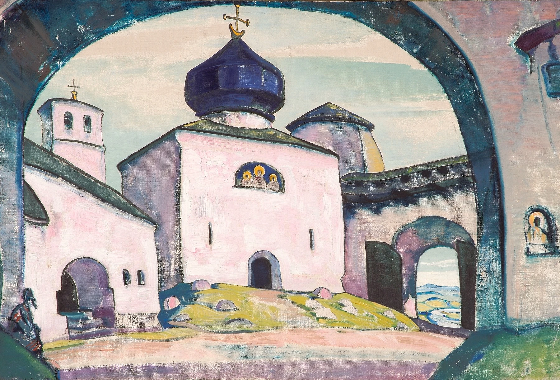 Старый Псков. Эскиз декорации «Псковитянка». Николай Рерих, 1922